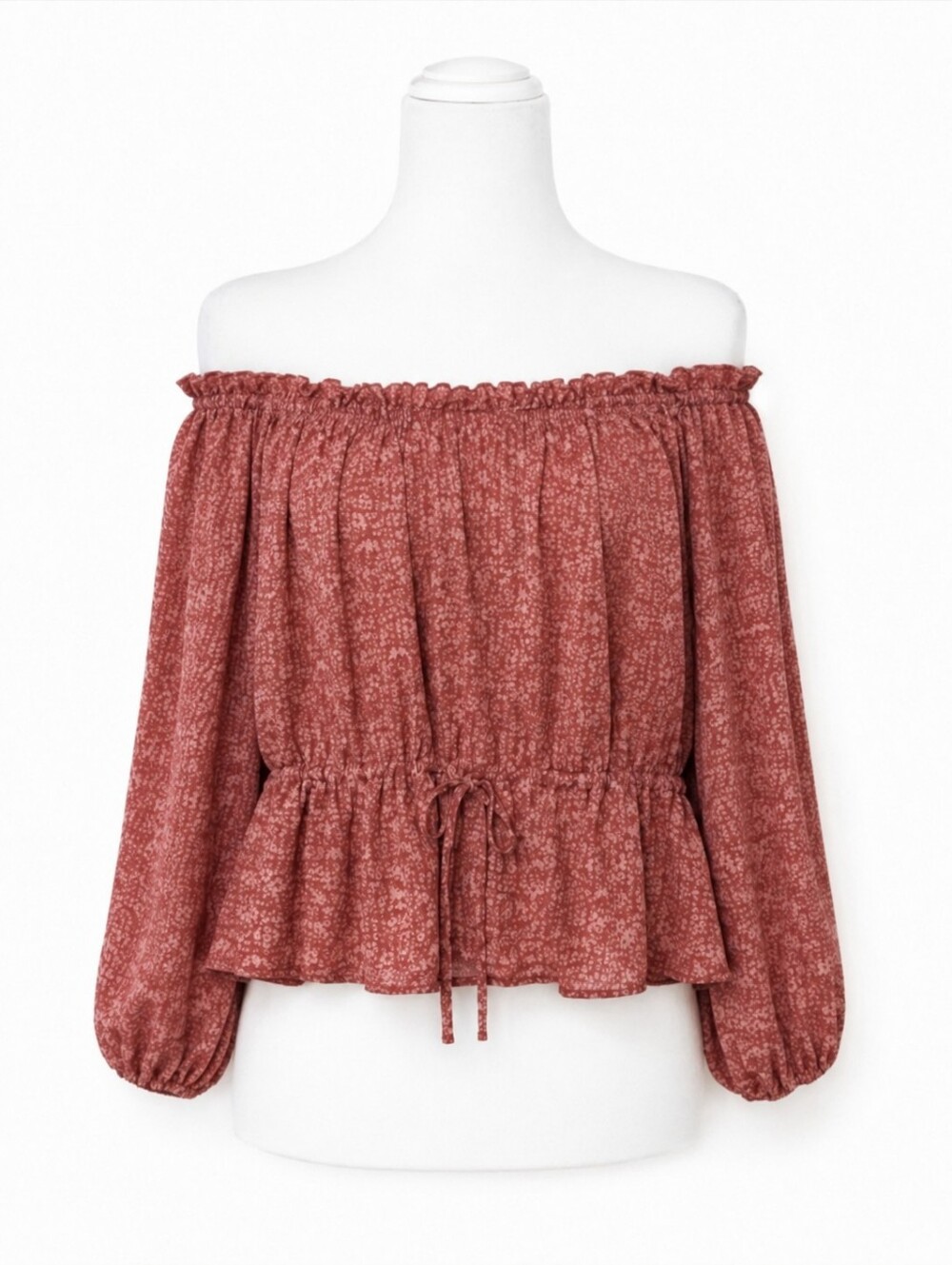 Universal Thread Dusty Mauve Floral Ruffle Peasant Top